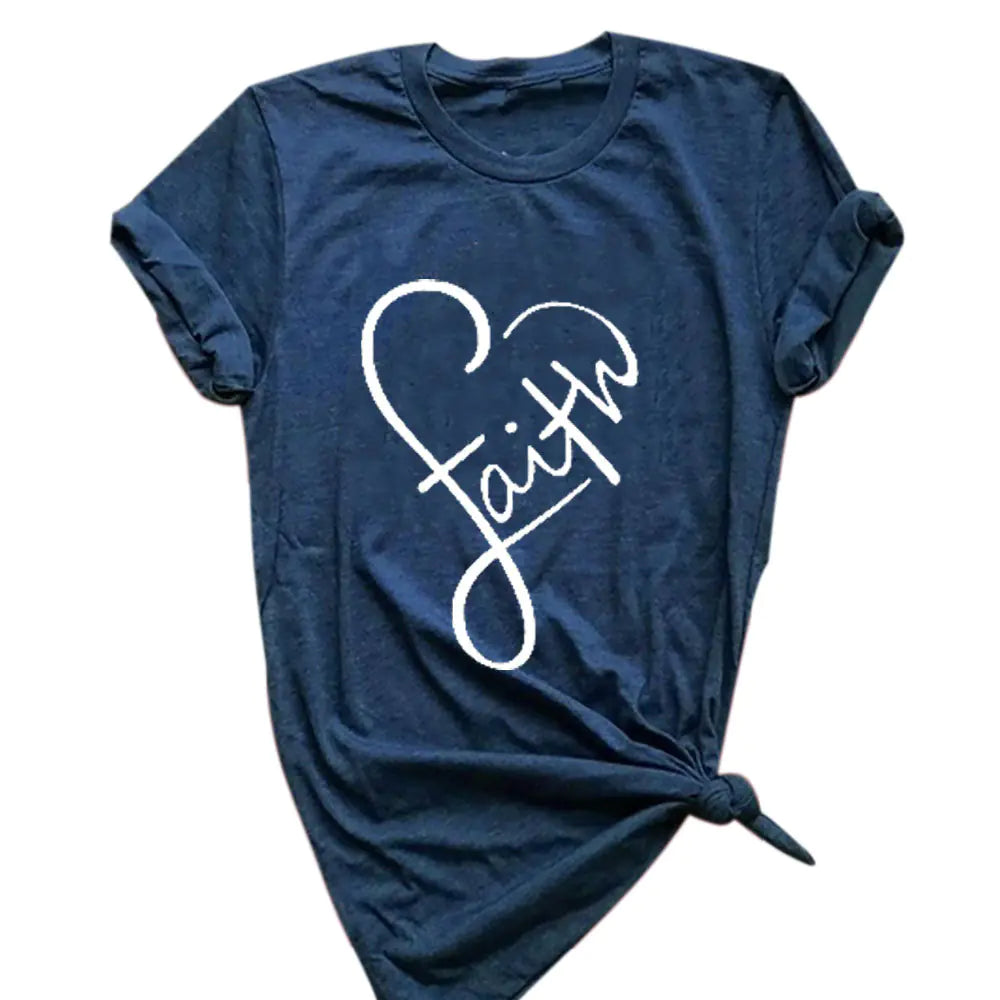 Women's Summer Fashion Cross Faith T-Shirt, Short Sleeve
