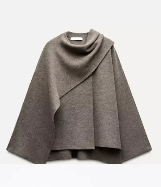 Asymmetrical Scarf Design Short Coat