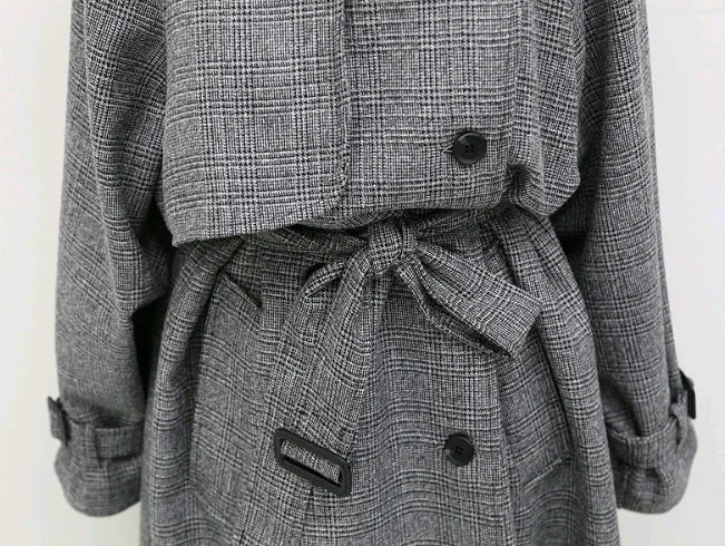 Houndstooth Long Coat for Women - Stylish & Loose Fit