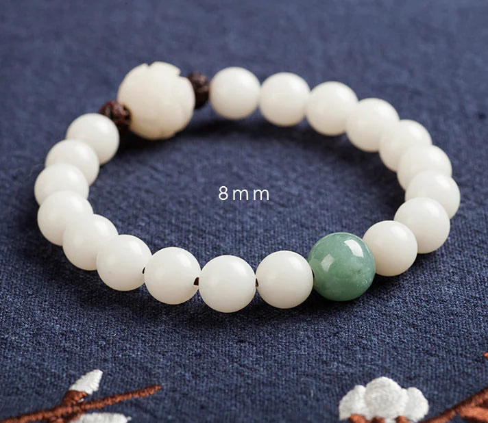 Natural White Jade Bodhi Bead Bracelet for Women