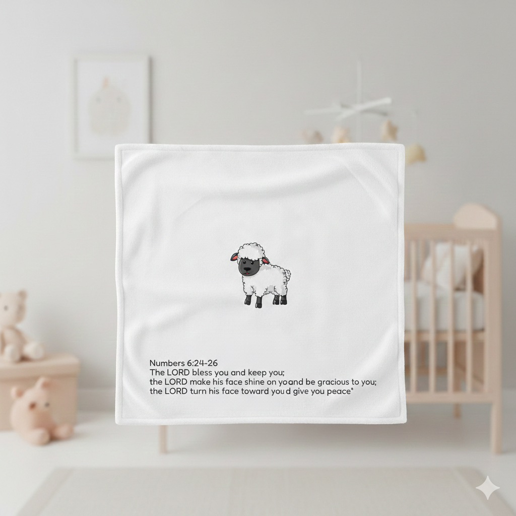 Baby Lovey Blanket - "Child of God" Lamb Minky Comforter with Blessing (Numbers 6:24-26)