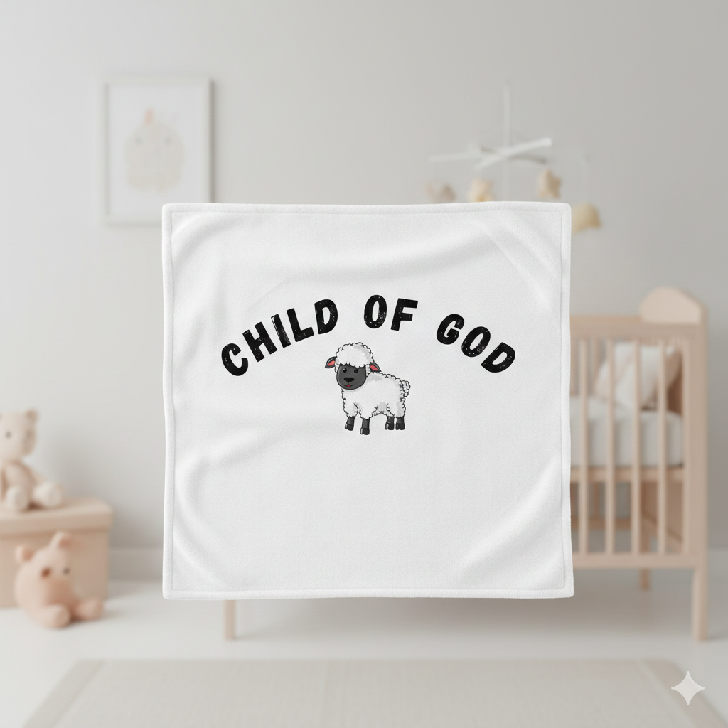 Baby Lovey Blanket - "Child of God" Lamb Minky Comforter with Blessing (Numbers 6:24-26)