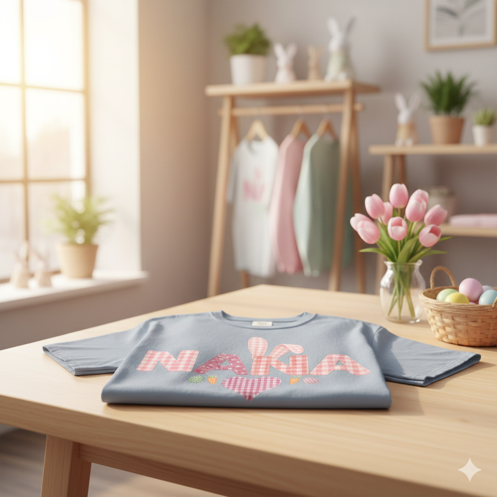 Nana Pink Gingham Heart Easter T-Shirt Comfort Colors