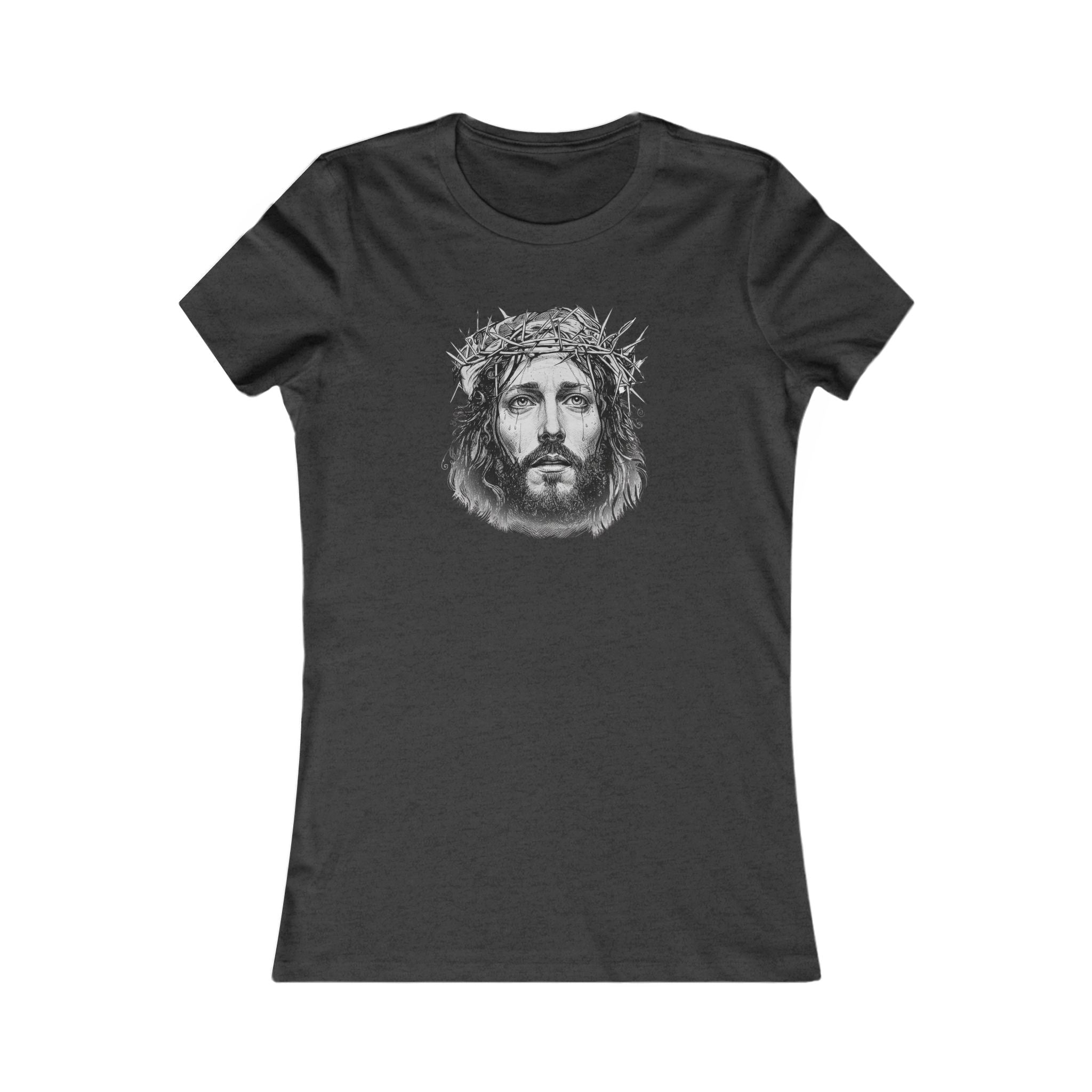Christian Jesus Portrait Women's Tee - Crown of Thorns Faith T-Shirt