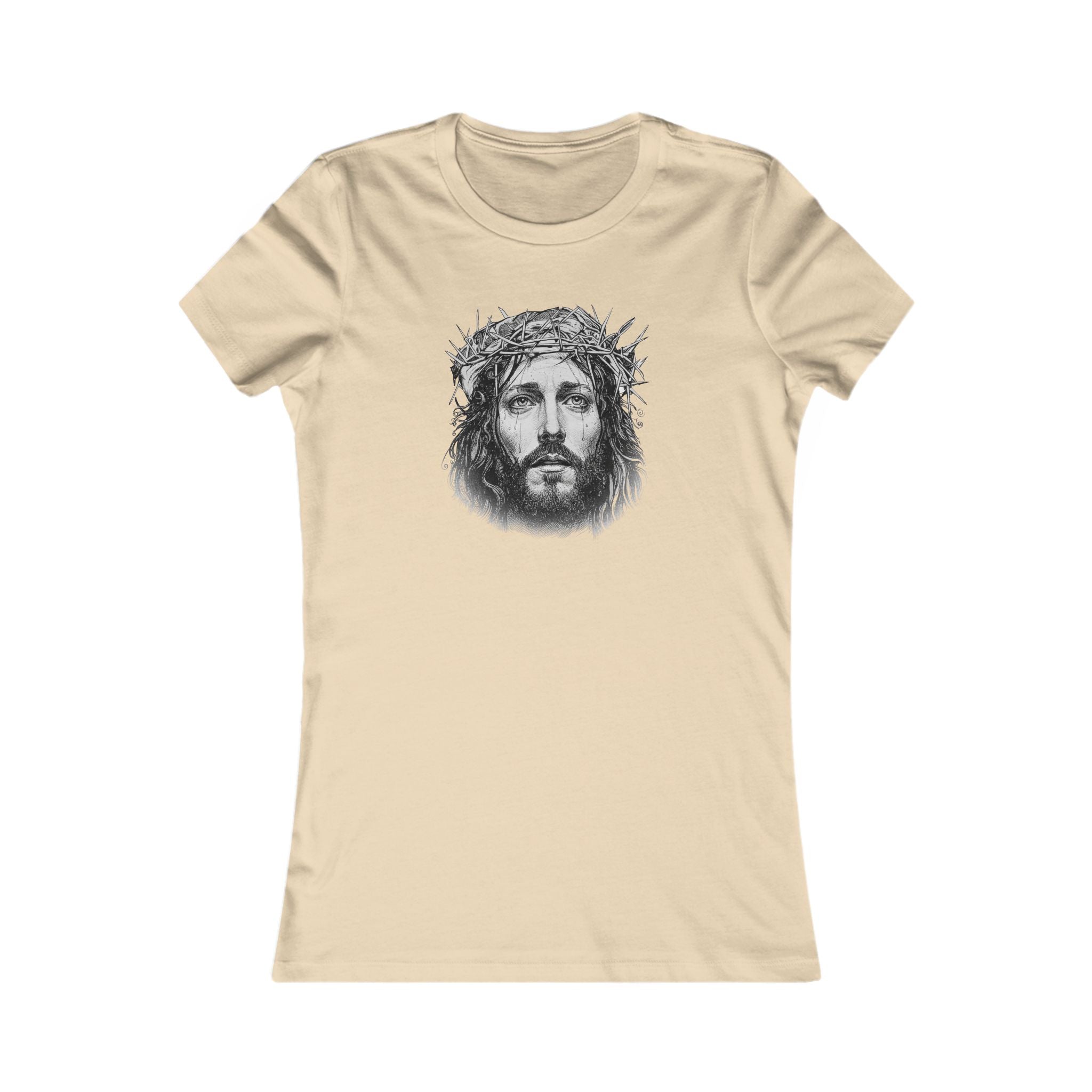 Christian Jesus Portrait Women's Tee - Crown of Thorns Faith T-Shirt