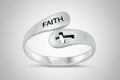 2021 Vintage Hollow Cross FAITH Double Layer Ring