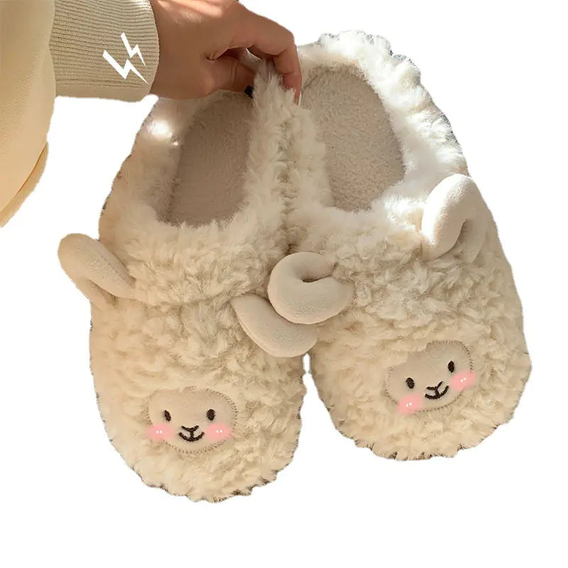 Cute Cartoon Cotton Slippers for Couples - Winter Warmth