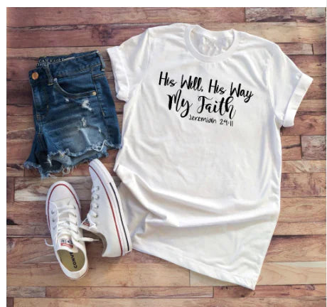 His Will His Way Faith Couple T-Shirt - Street Style