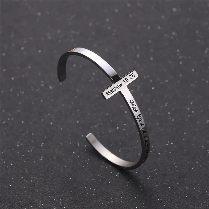 Custom Engraved Titanium Steel Bracelet - His Will, My Faith