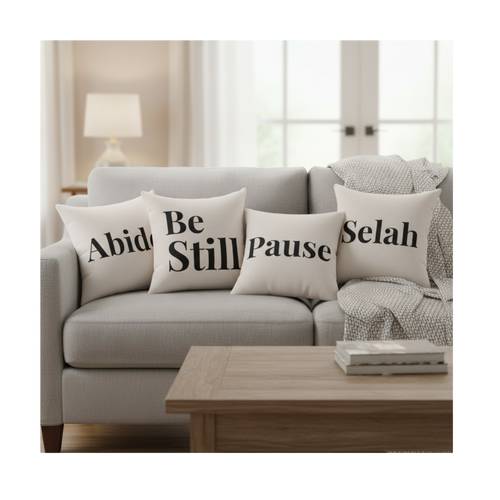 Abide Decorative Pillow — Minimalist Faith Inspired Canvas Throw Pillow with Typographic Text