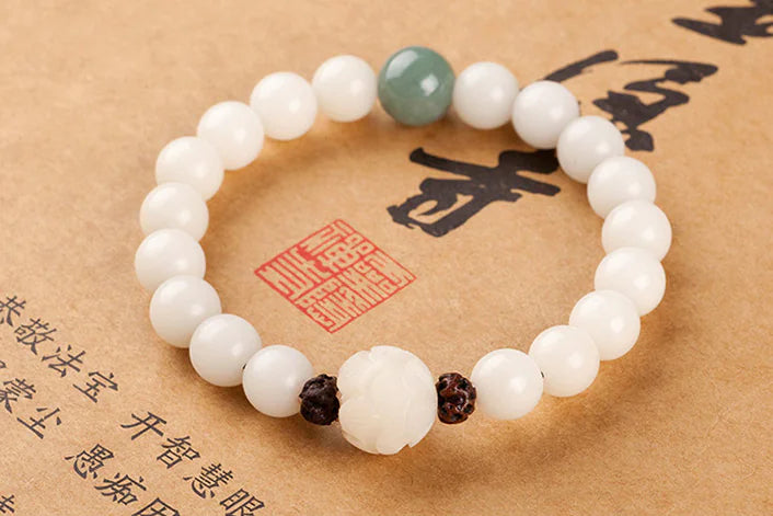 Natural White Jade Bodhi Bead Bracelet for Women