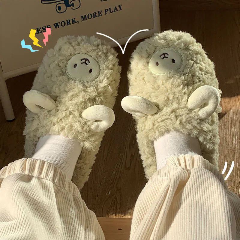 Cute Cartoon Cotton Slippers for Couples - Winter Warmth