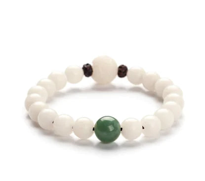 Natural White Jade Bodhi Bead Bracelet for Women