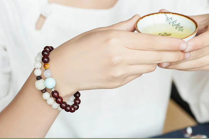 Natural White Jade Bodhi Bead Bracelet for Women