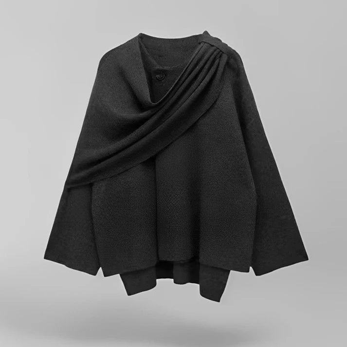 Asymmetrical Scarf Design Short Coat