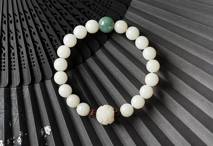 Natural White Jade Bodhi Bead Bracelet for Women