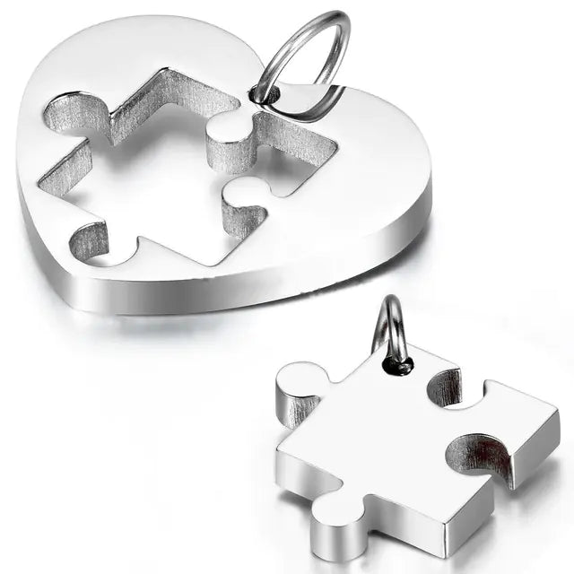 Couple Heart Necklace Set in Stainless Steel