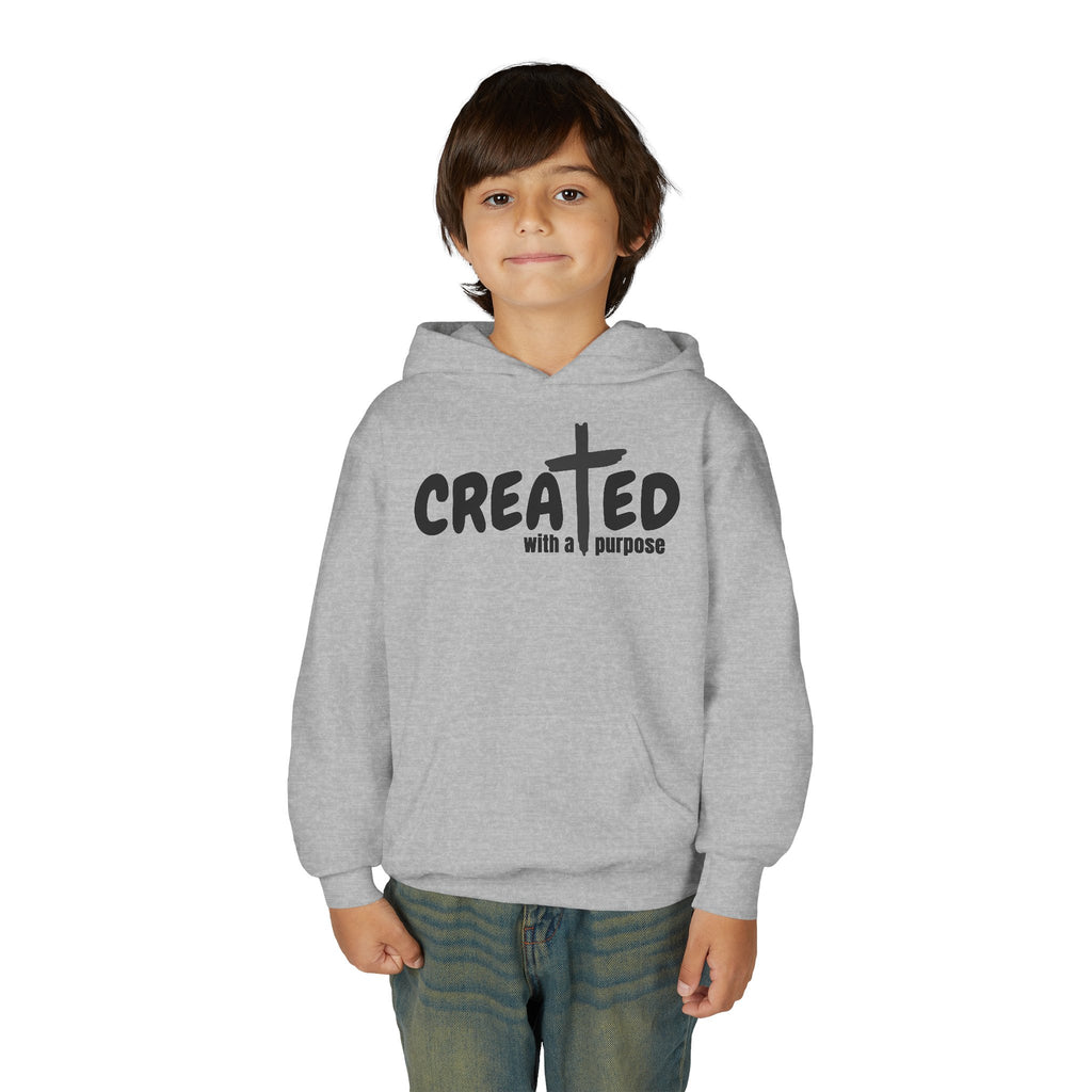 ‘Created With A Purpose’ Youth Hoodie — Christian Faith Kid’s Pullover