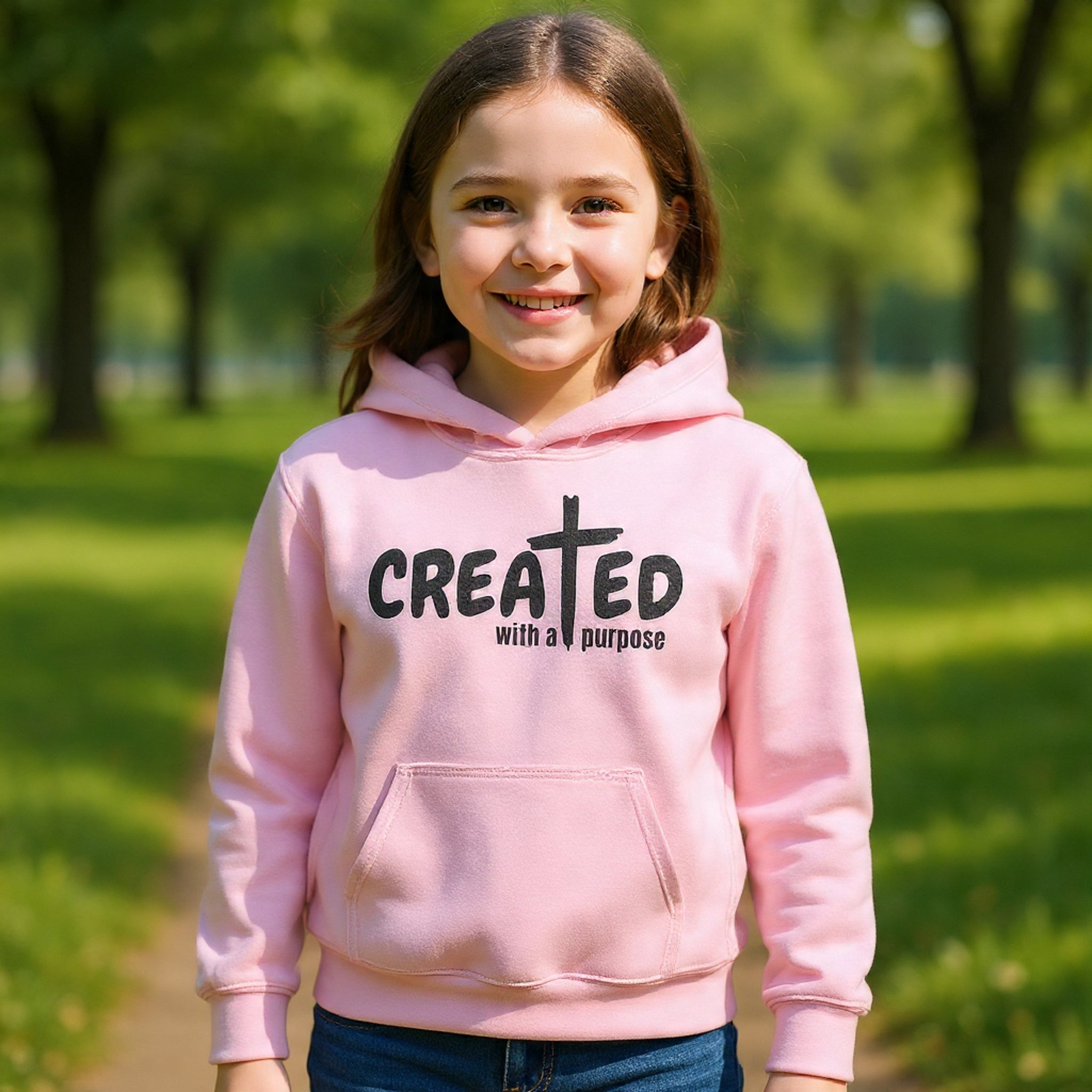 ‘Created With A Purpose’ Youth Hoodie — Christian Faith Kid’s Pullover