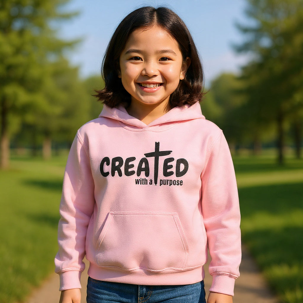 ‘Created With A Purpose’ Youth Hoodie — Christian Faith Kid’s Pullover