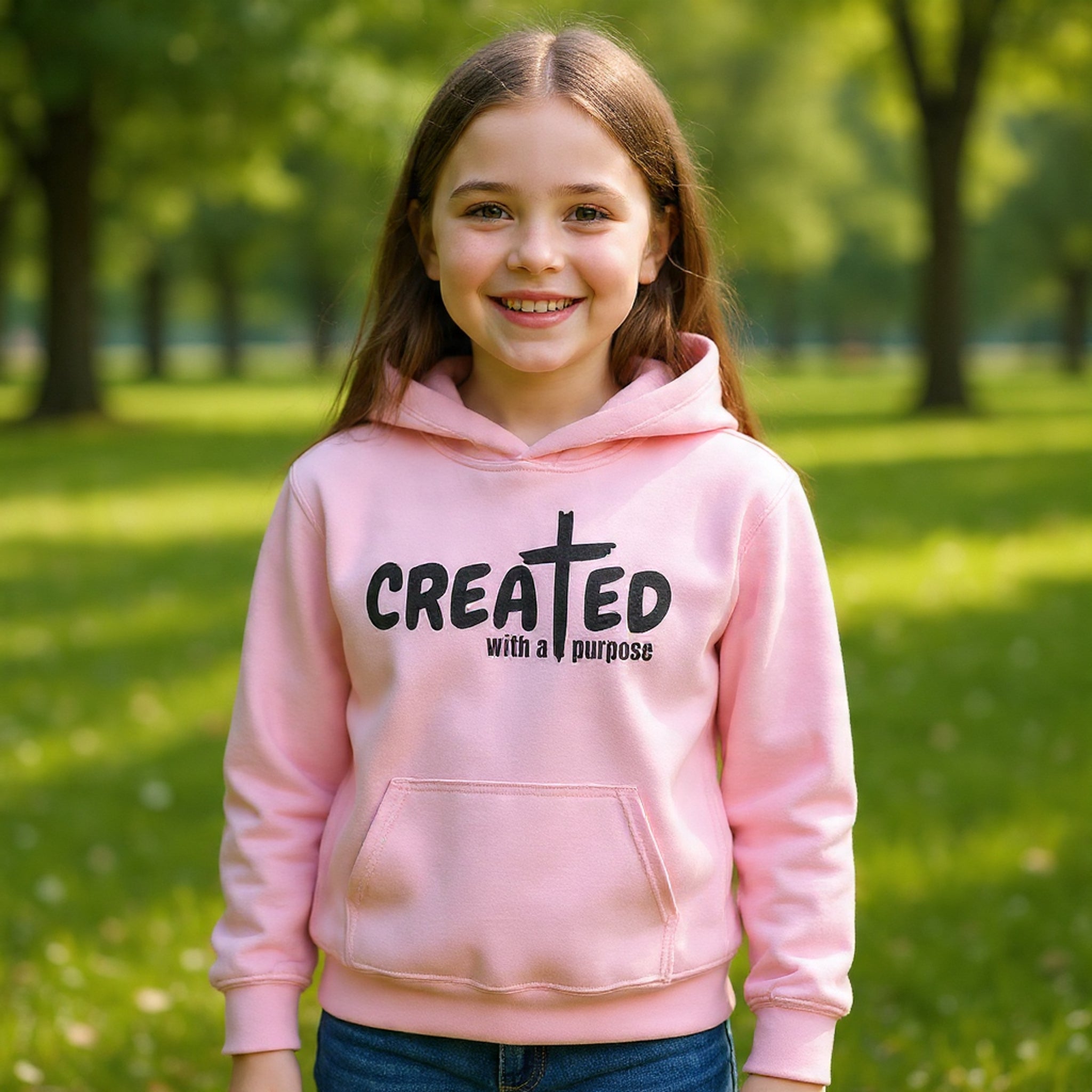 ‘Created With A Purpose’ Youth Hoodie — Christian Faith Kid’s Pullover