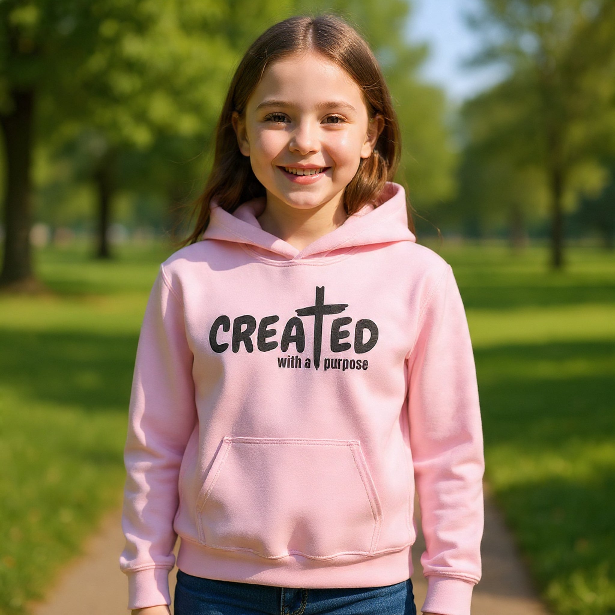‘Created With A Purpose’ Youth Hoodie — Christian Faith Kid’s Pullover
