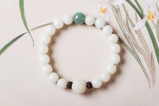 Natural White Jade Bodhi Bead Bracelet for Women