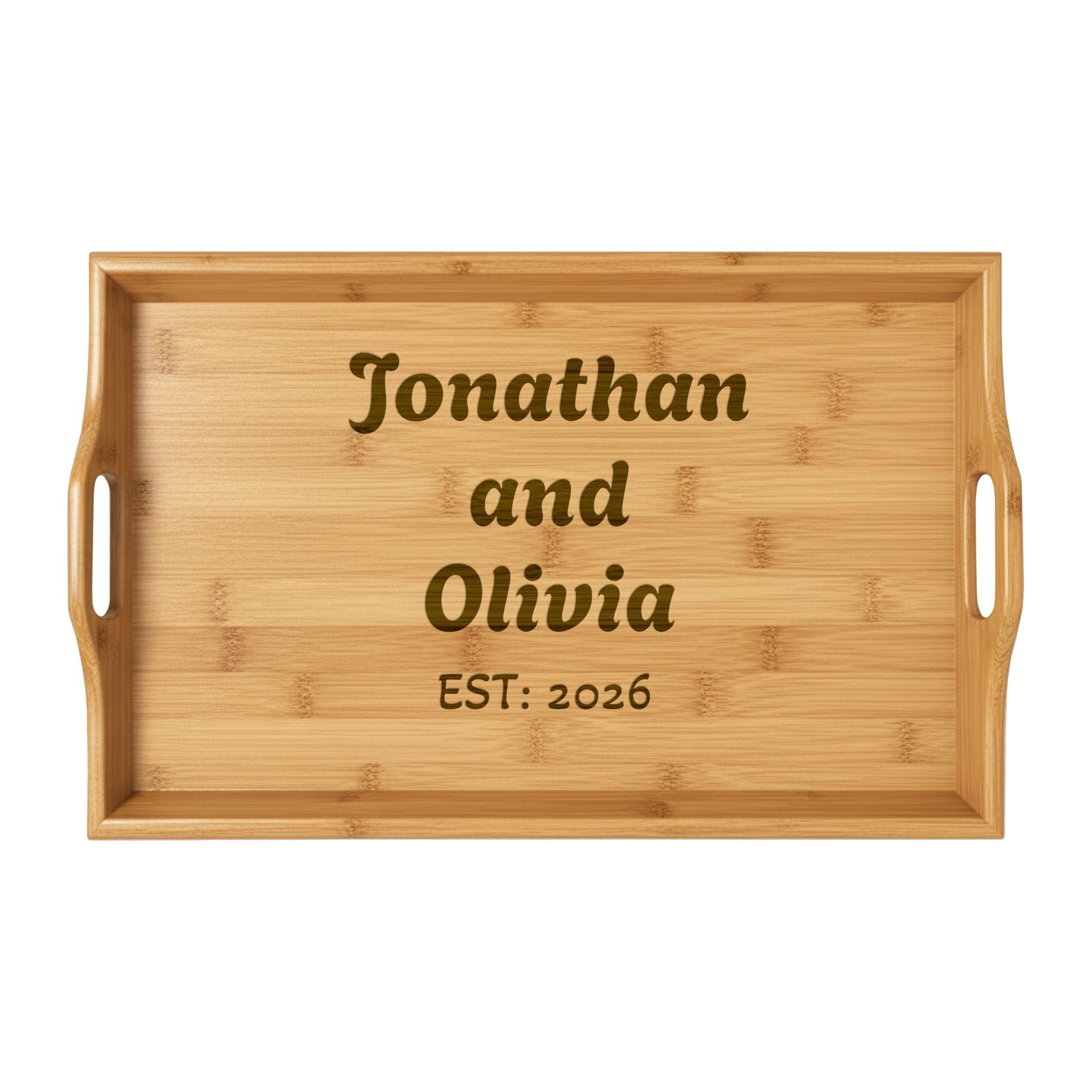 Personalized and Engraved Bamboo Serving Tray — Breakfast, Wedding & Housewarming Gift