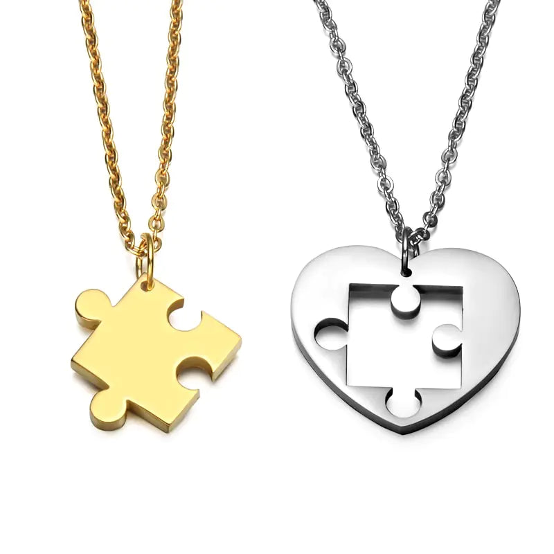 Couple Heart Necklace Set in Stainless Steel