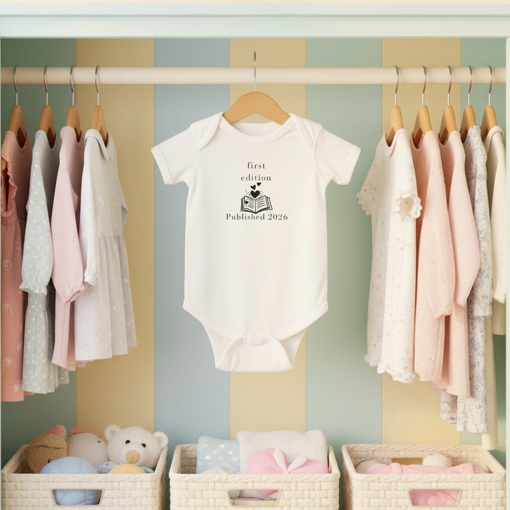 First Edition Book Graphic Bodysuit | Published 2026 Newborn Onesie