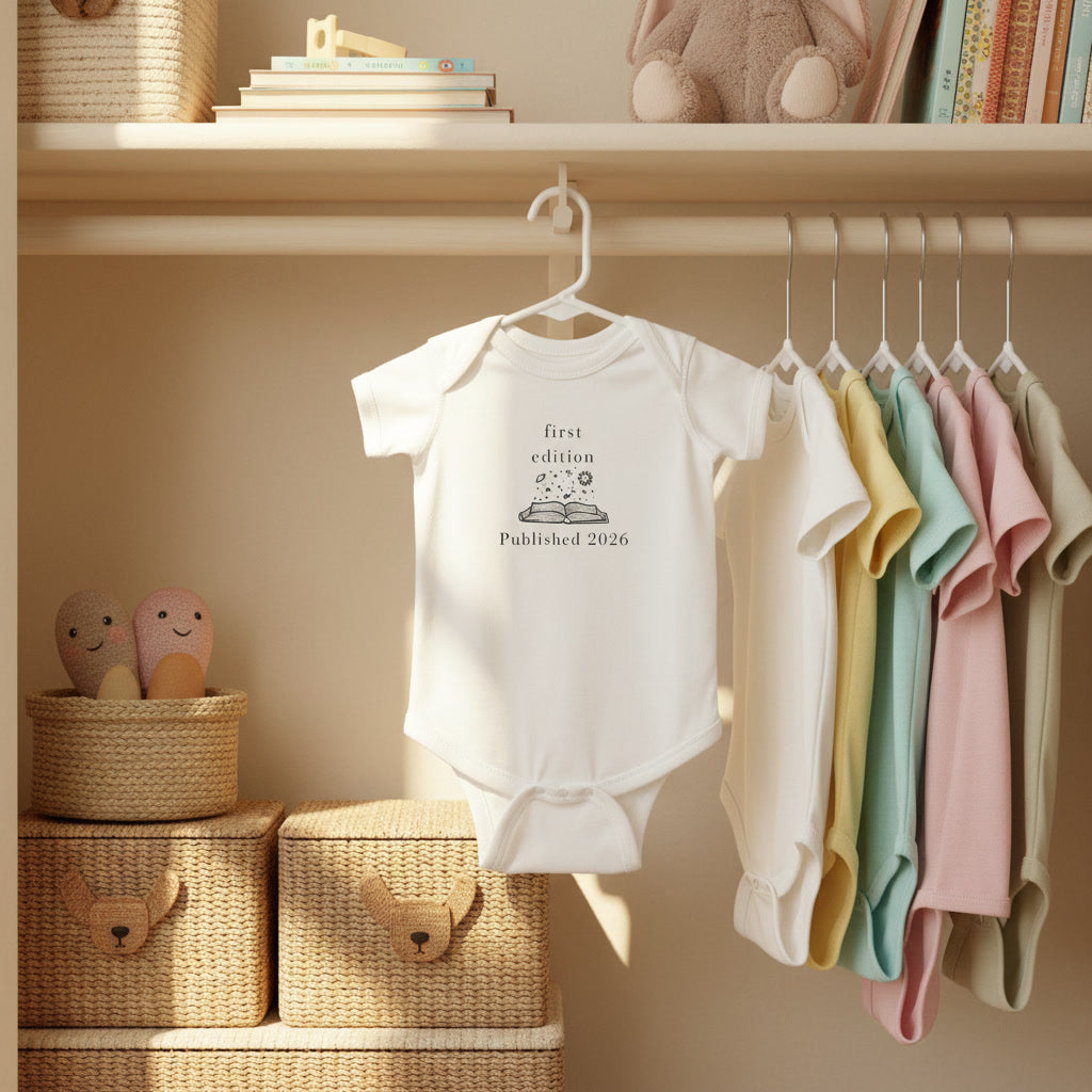 First Edition Published 2026 Bodysuit | Baby Bookworm Illustration