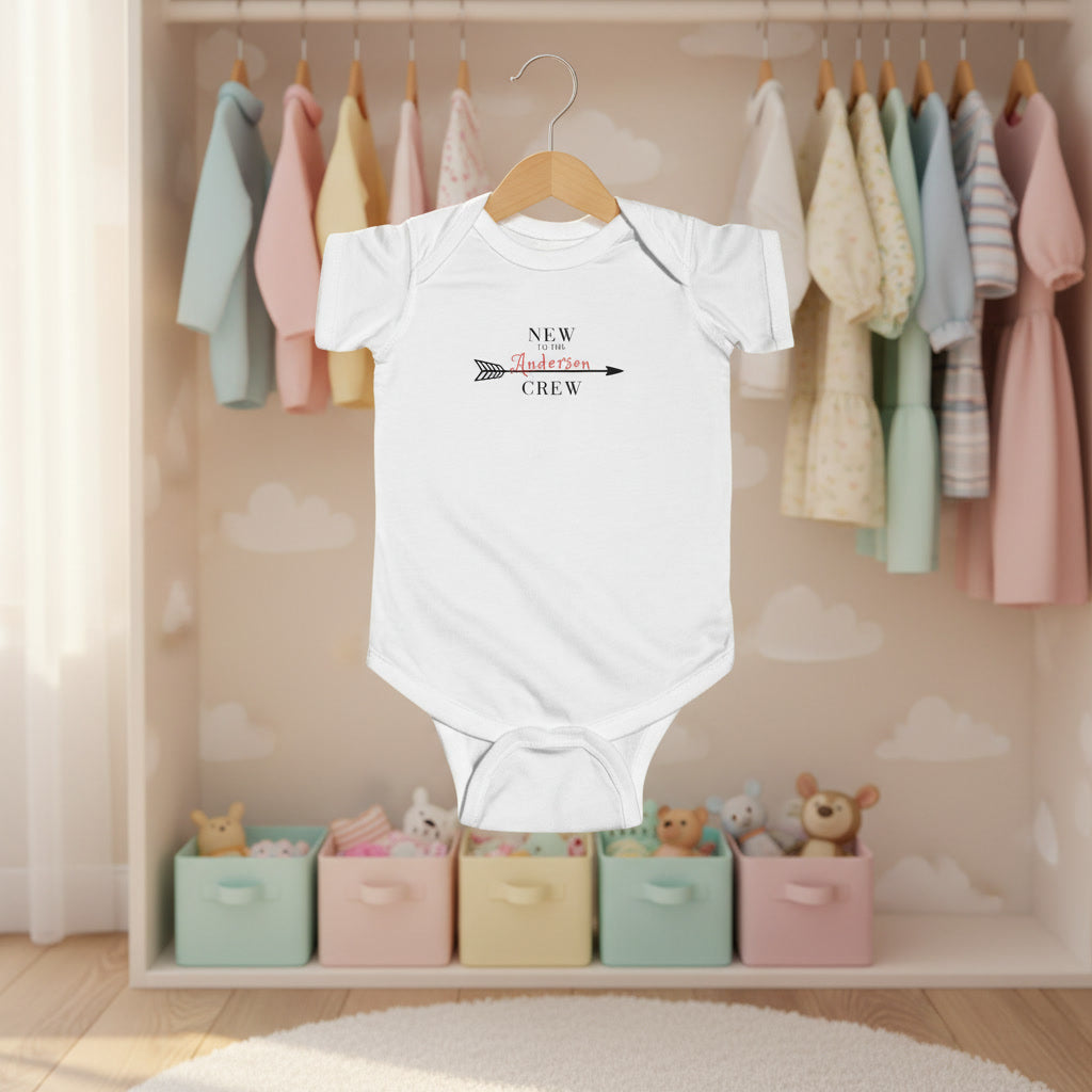 Personalized 'New to the ___ Crew' Infant Bodysuit — Baby Announcement & Newborn Welcome