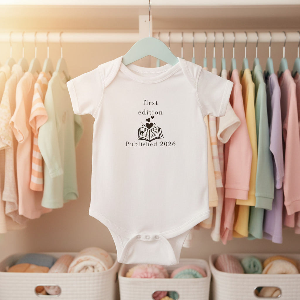 First Edition Book Graphic Bodysuit | Published 2026 Newborn Onesie