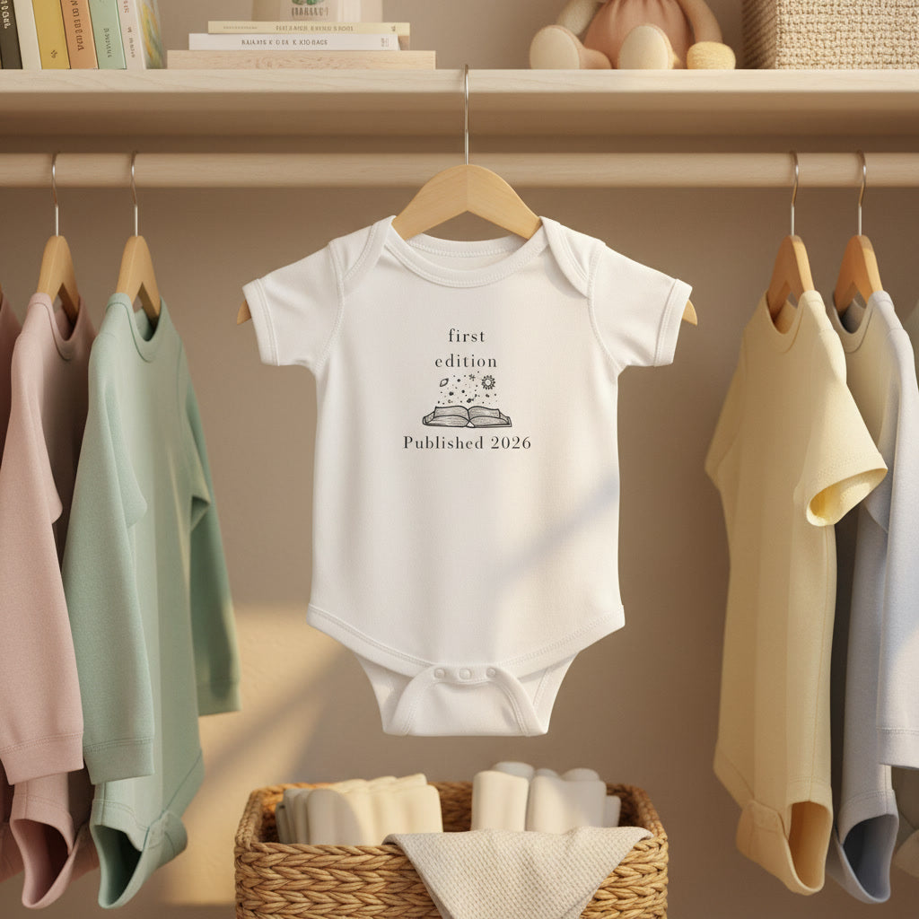 First Edition Published 2026 Bodysuit | Baby Bookworm Illustration