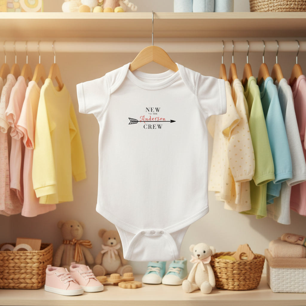 Personalized 'New to the ___ Crew' Infant Bodysuit — Baby Announcement & Newborn Welcome