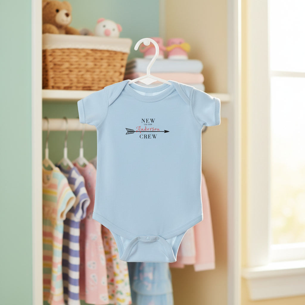 Personalized 'New to the ___ Crew' Infant Bodysuit — Baby Announcement & Newborn Welcome