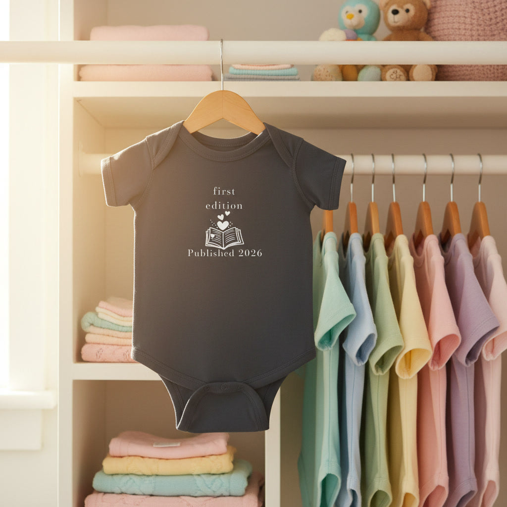 First Edition Book Graphic Bodysuit | Published 2026 Newborn Onesie