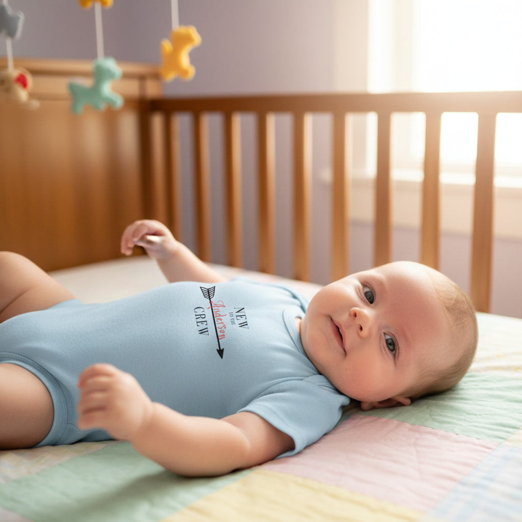 Personalized 'New to the ___ Crew' Infant Bodysuit — Baby Announcement & Newborn Welcome