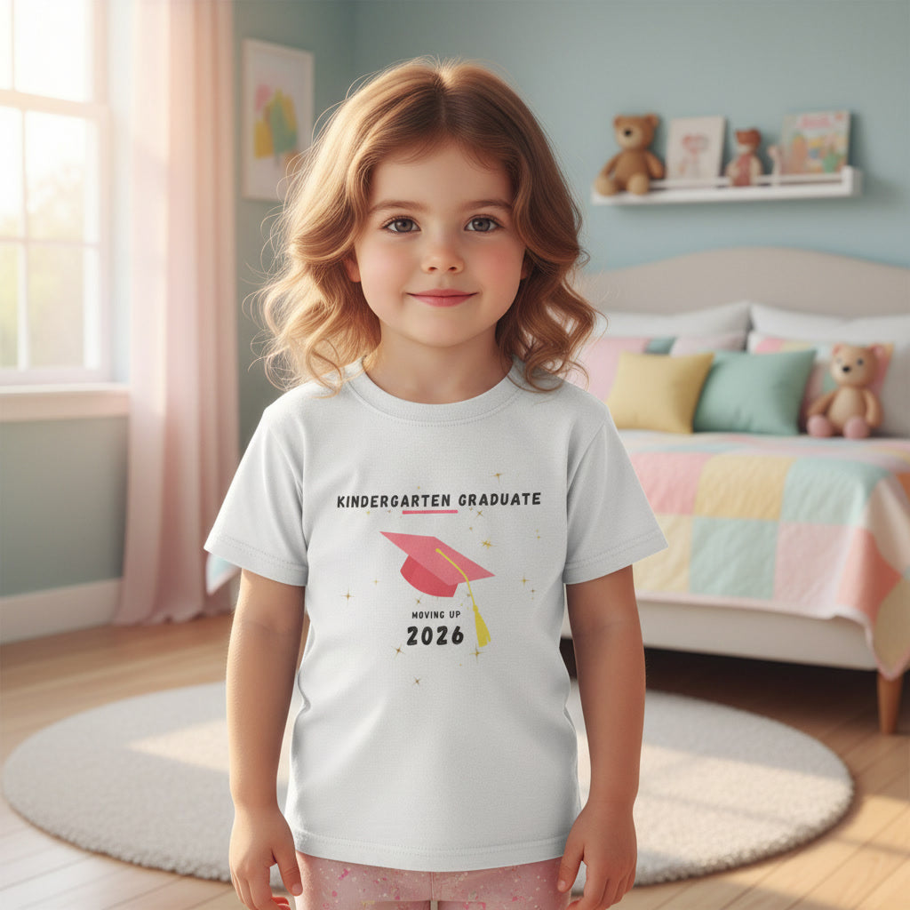 Kindergarten Graduate 2026 Youth Tee — Moving Up Graduation Cap Shirt