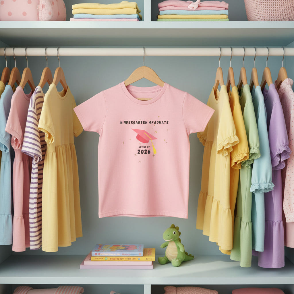 Kindergarten Graduate 2026 Youth Tee — Moving Up Graduation Cap Shirt