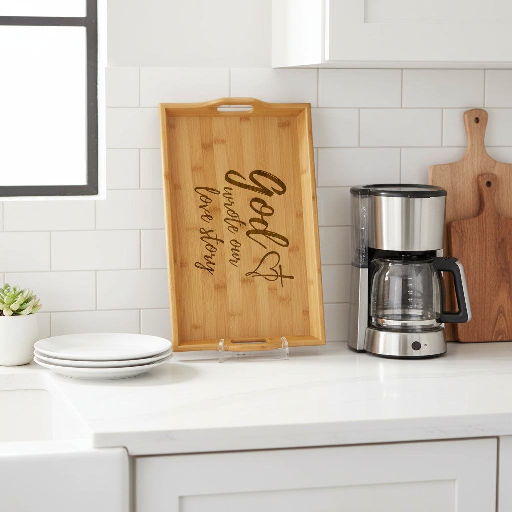 Personalized and Engraved Bamboo Serving Tray — Breakfast, Wedding & Housewarming Gift