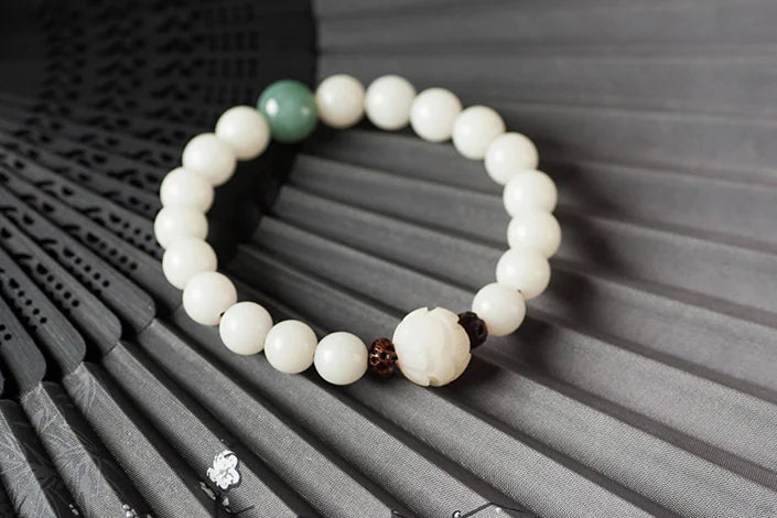 Natural White Jade Bodhi Bead Bracelet for Women