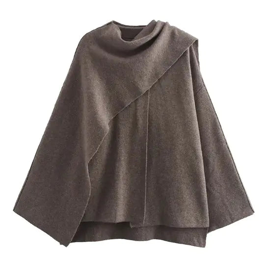 Asymmetrical Collar Knit Coat