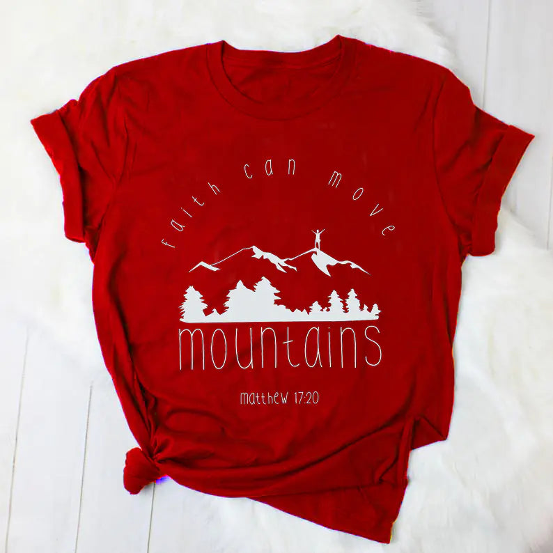 Unisex Cotton Summer Tees with Faith & Mountains Design