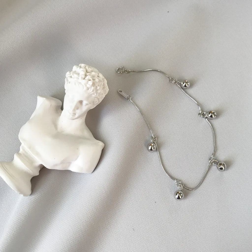 Sterling Silver Round Beads and Snake Chain Bracelet