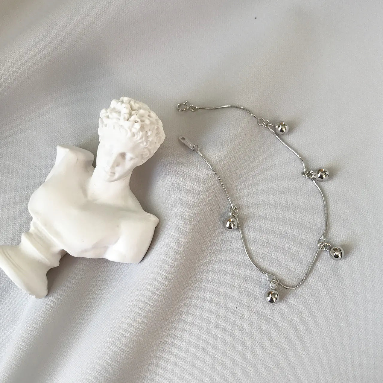 Sterling Silver Round Beads and Snake Chain Bracelet