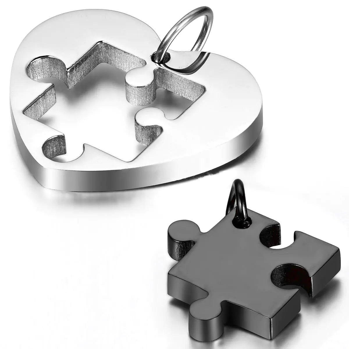 Couple Heart Necklace Set in Stainless Steel