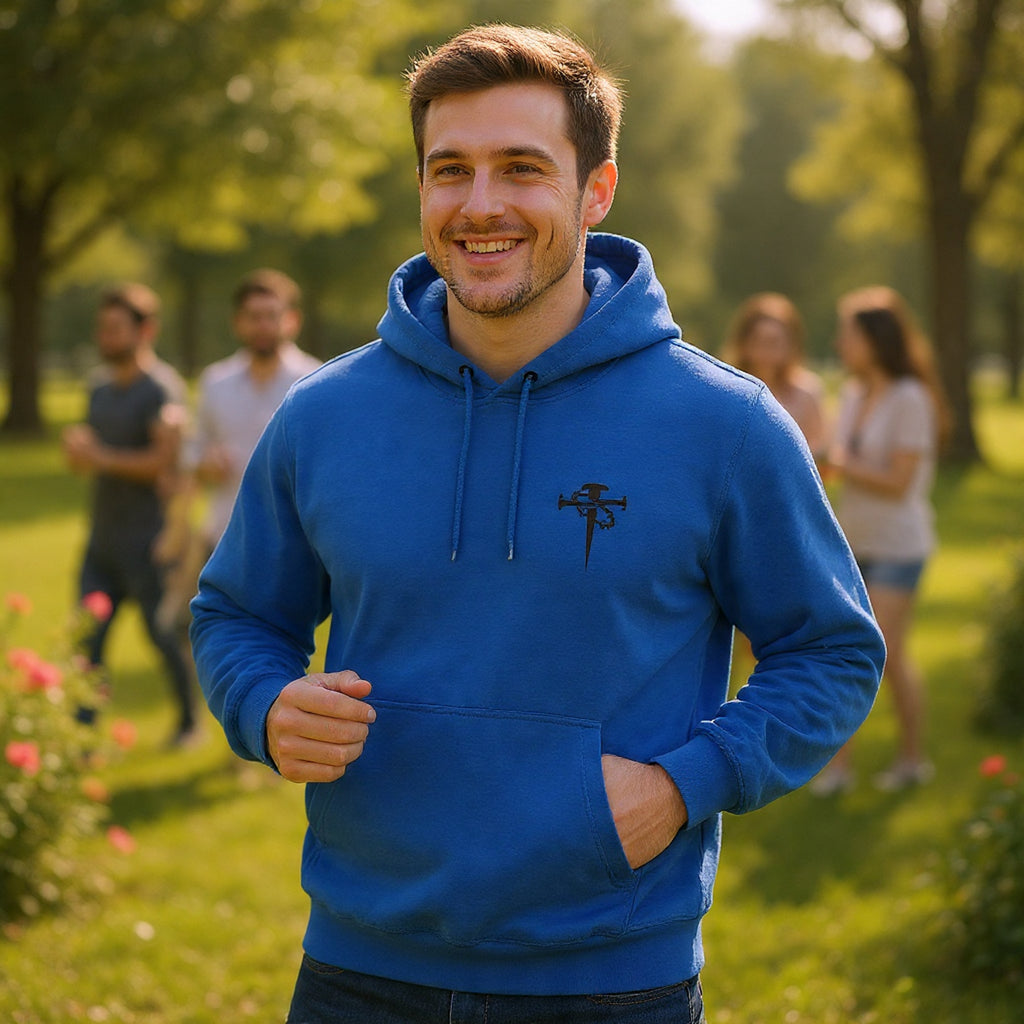 Embroidered Cross & Dagger with Thorn of Crowns — Minimal Christian Chest Graphic Logo Fleece Pullover