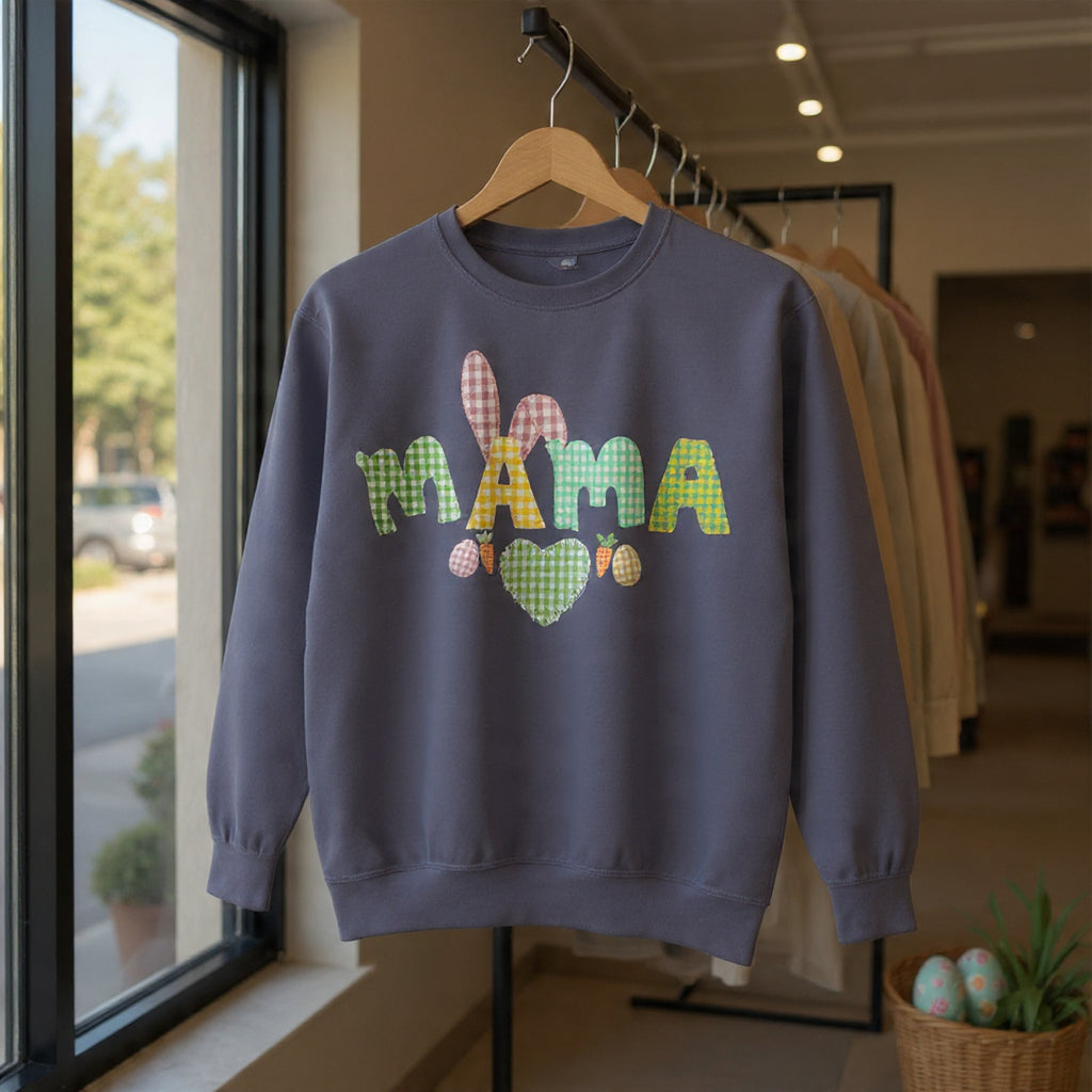 Comfort Colors - Mama Bunny Sweatshirt — Easter Plaid Mom Pullover
