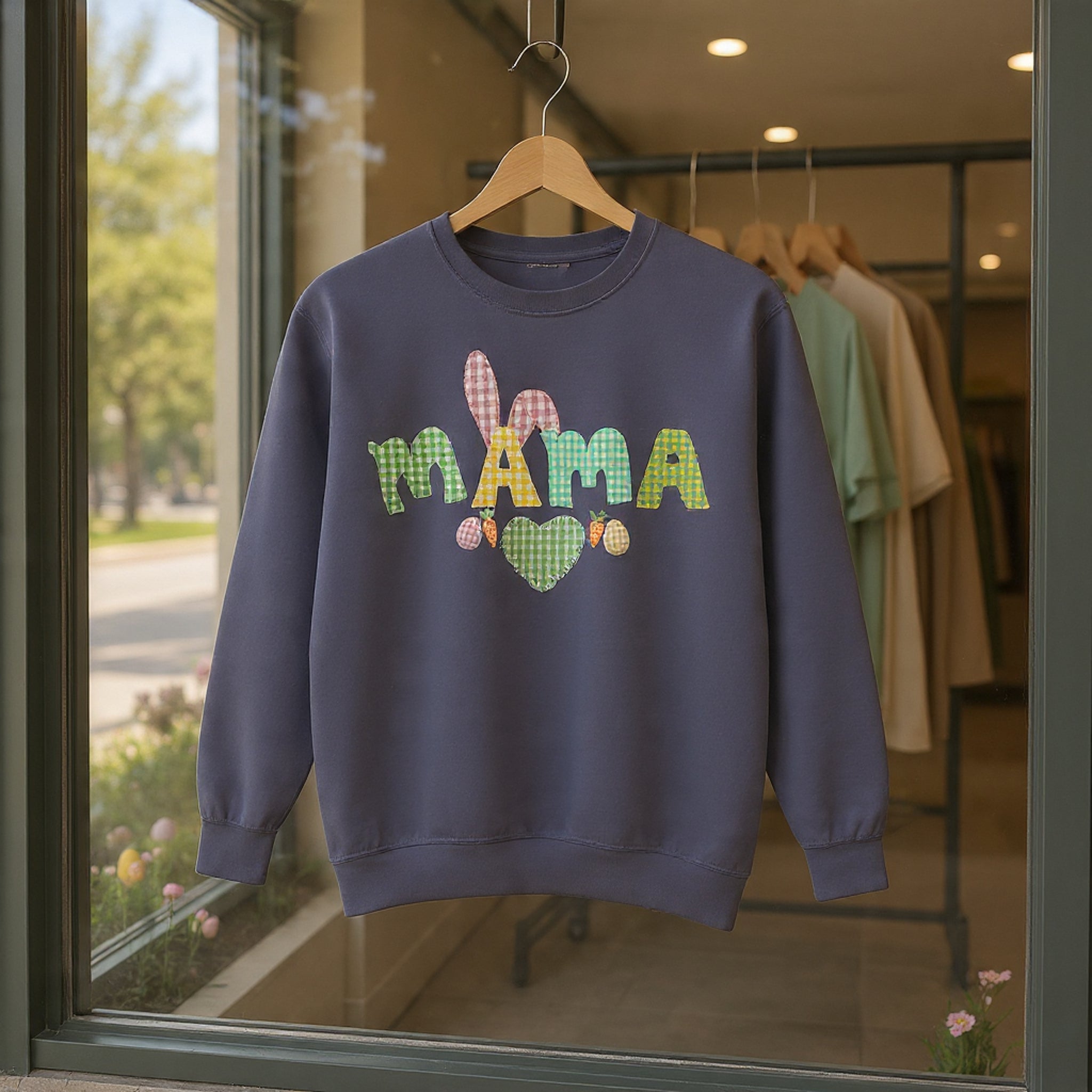 Comfort Colors - Mama Bunny Sweatshirt — Easter Plaid Mom Pullover